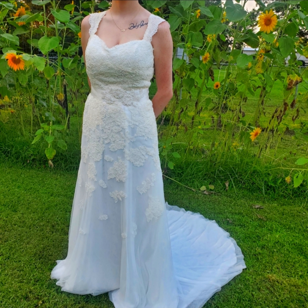 Open back wedding /formal dress with train. Beautiful